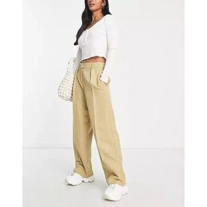 ASOS DESIGN Hourglass Everyday Slouchy Boy Pants in stone Casual Y2K sz 12